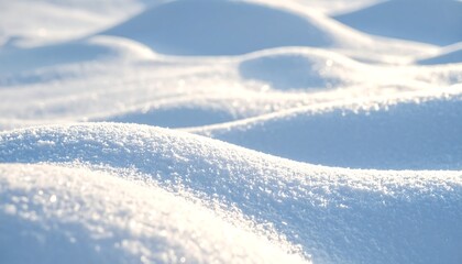 Obraz premium Close-up of undulating snow, glistening in sunlight, creating a texture of soft curves and shadows across the landscape