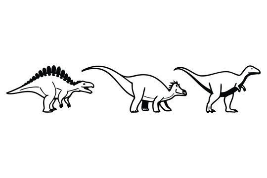 Set of cartoon dinosaurs for kids illustration on white background