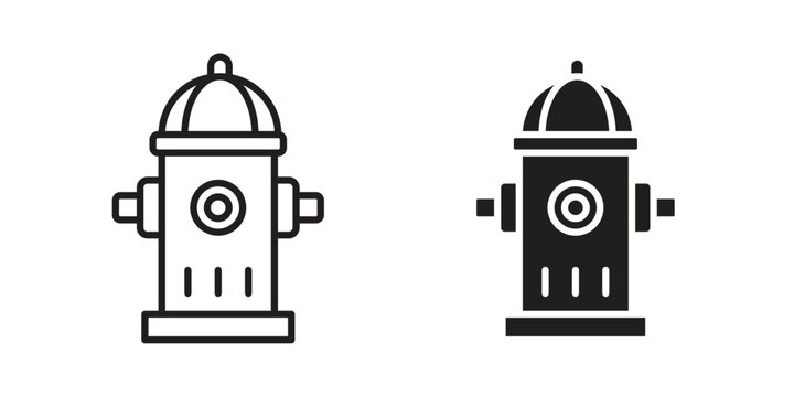 Fire hydrant icon symbols, Solid black and editable stroke icons