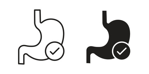 Good digestion icon symbols, Solid black and editable stroke icons © Sara