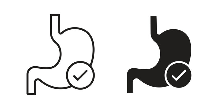 Good digestion icon symbols, Solid black and editable stroke icons