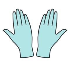 Obraz premium 両手を広げた医療用使い捨てグローブ 水色 シンプル