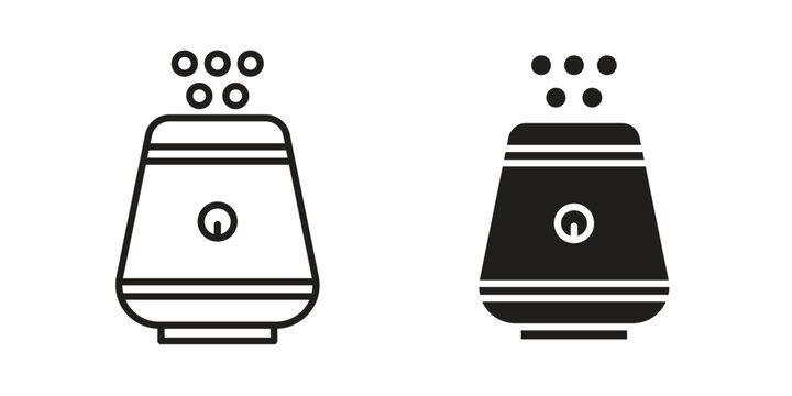 Humidifiers icon symbols, Solid black and editable stroke icons