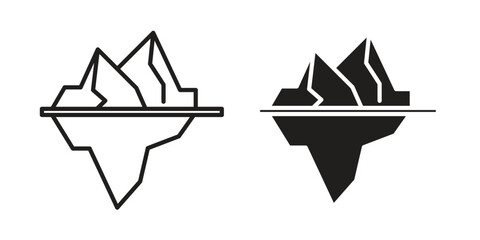 Iceberg icon symbols, Solid black and editable stroke icons © Sara