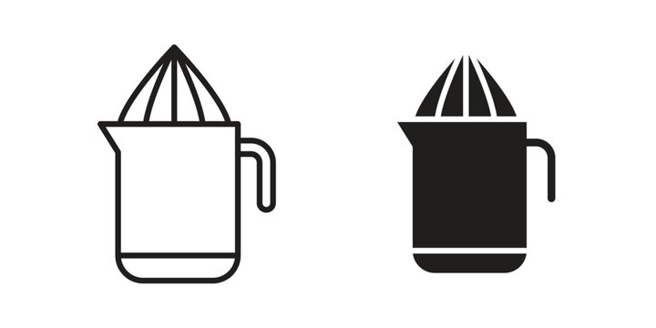 Juicer squeezer icon symbols, Solid black and editable stroke icons
