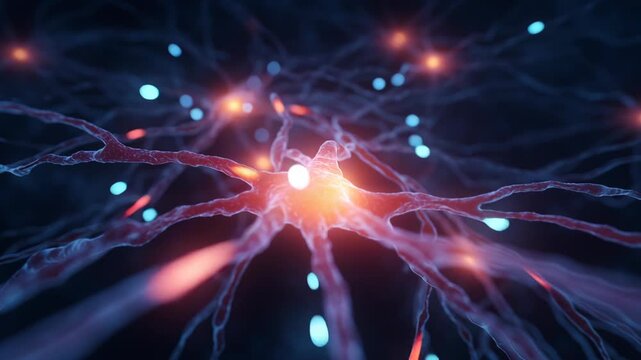 Network signal brain nerve cell neurology science biology glowing neuron network synapse communication neural connection electric impulse cortex anatomy microscopic medical research with branching