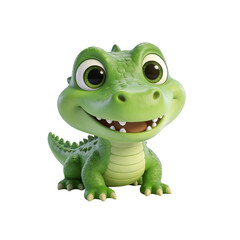 Fototapeta premium [Transparent Background PNG]Cute Green Cartoon Baby Crocodile Character