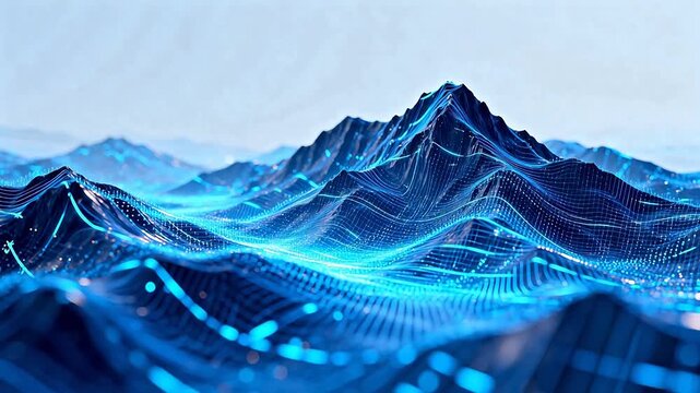 Digital blue mountain landscape