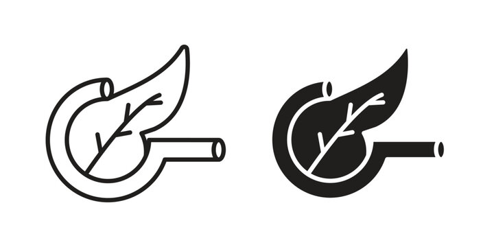 pancreas icon symbols, Solid black and editable stroke icons