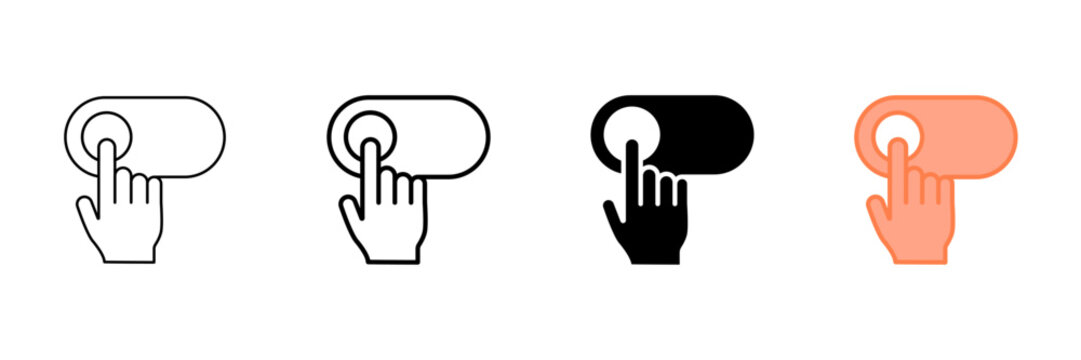 Set of minimalist toggle switch icons with transparent background, depicting on-off symbols for user interface designs, web applications, and technology controls, vector illustration