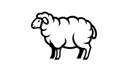 Stylized Sheep Illustration - A Simple Black and White Farm Animal Design. © prastyo