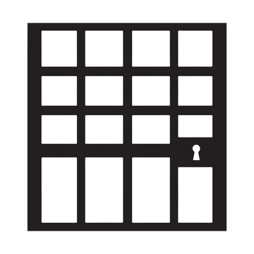 A jail cell door or gate. silhouette