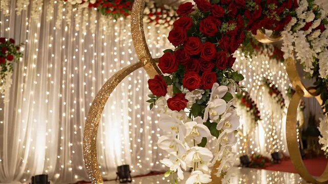 Elegant Floral Arch for Stage Decoration - This video shows a beautifully decorated stage for a shadi or wedding event.