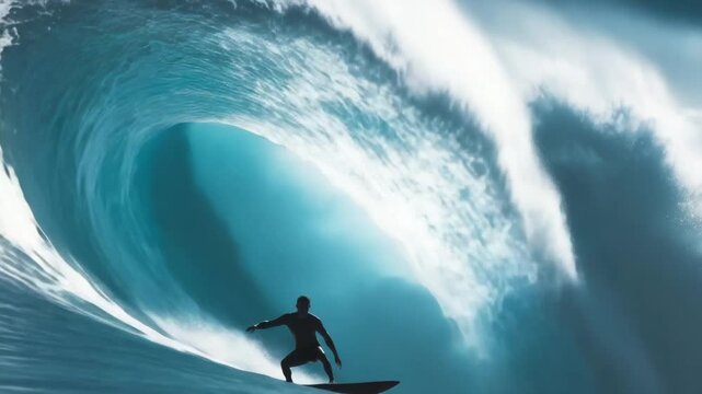 Surfer surfing ocean wave