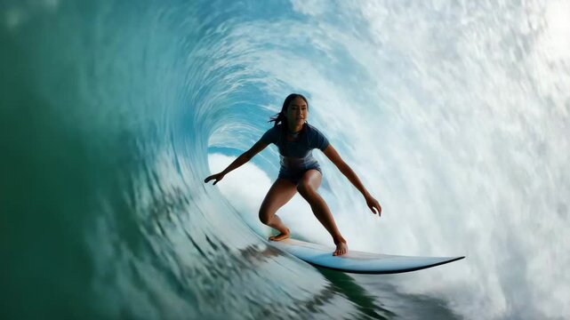 Surfer surfing ocean wave