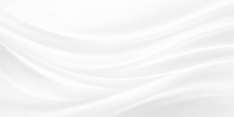 Obraz premium An elegant white silk and satin fabric background featuring soft flowing waves and smooth curves creates a luxury textile drapery design with light grey shadows for a premium wallpaper backdrop