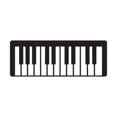 Fototapeta premium Simple keyboard piano icon in black and white keys, modern musical instrument illustration.
