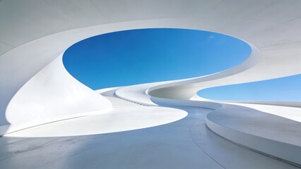 Organic White Architectural Curves with Blue Sky
