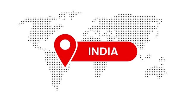 India location pinpoint tracking marker animation isolated on white background