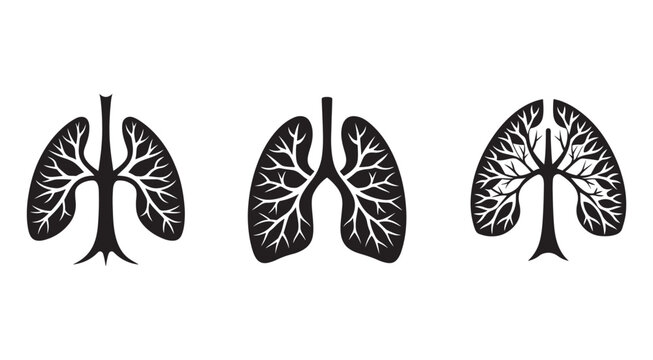 Humanlungsanatomymedicaliconssetisolatedonwhitebackground