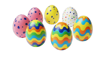 Fototapeta premium Colorful easter eggs with various patterns on black background