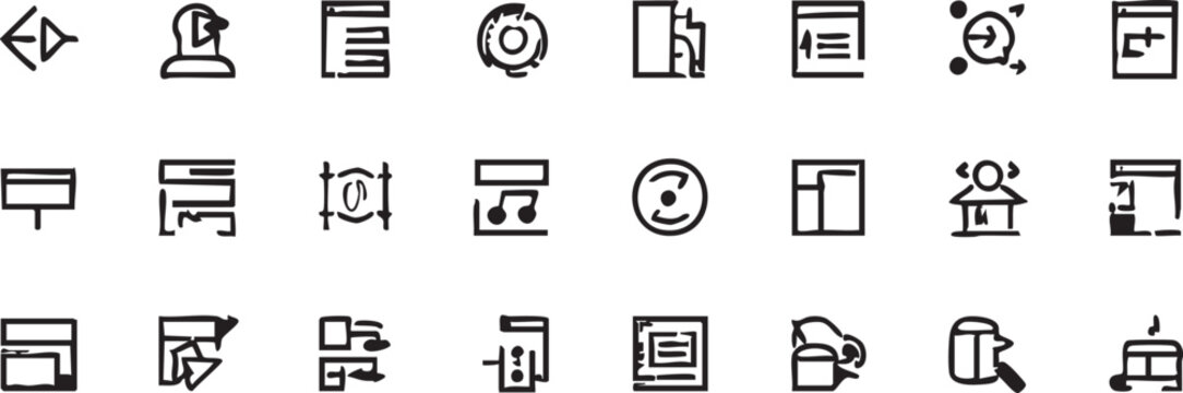 Hand drawn icon set: vector graphics for web design, ui, and mobile apps eps silhouette