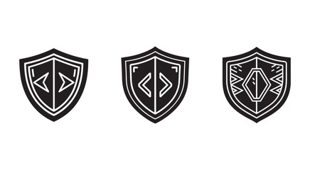 Obraz premium Shield icons with coding symbols security and protection concepts coding shield logos programming symbols