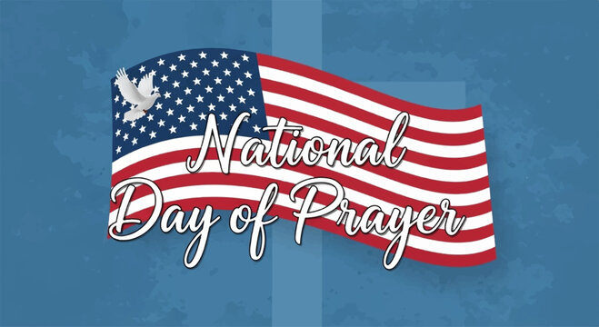 National day of prayer usa american flag dove symbol blue background