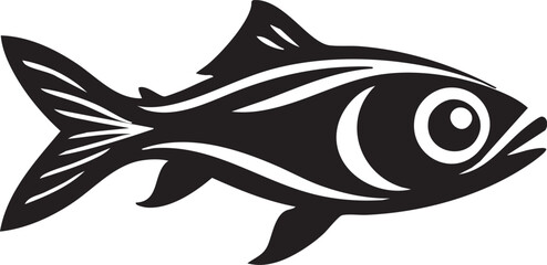 Obraz premium Black and white fish vector graphic - simple fish illustration eps silhouette