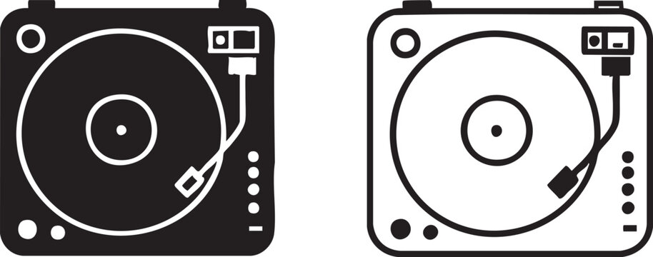 Turntable vector icon: record player, dj equipment, vinyl player eps silhouette