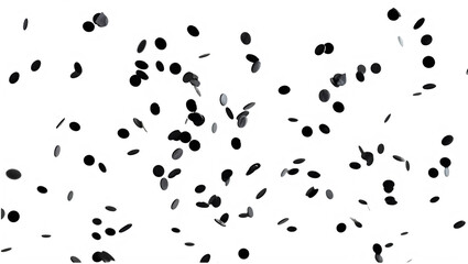 Fototapeta premium Small black and gray oval shapes flying through the air in all directions freely transparent background