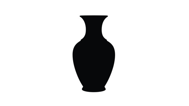 Elegant black vase against a white background a striking silhouette
