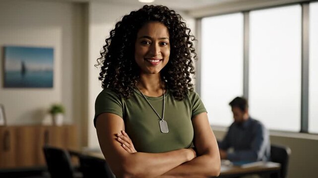 Confident woman in office.