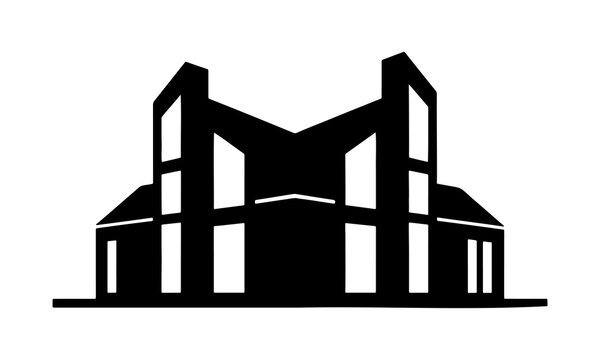 Silhouette of a modern architectural building or contemporary church design