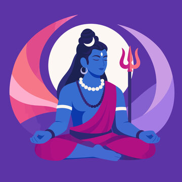 Shiva meditando con aura c&oacute;smica