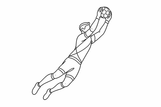 Portero atrapando el bal&oacute;n de f&uacute;tbol