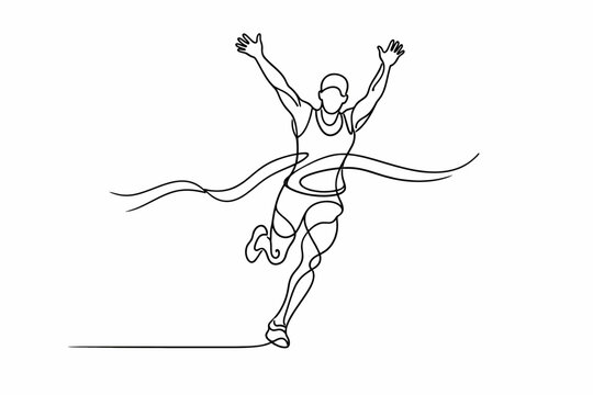 Atleta cruzando la meta triunfante