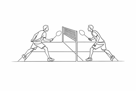 Jugadores de b&aacute;dminton en l&iacute;nea continua