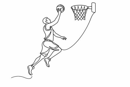 basketball player performing a layup toward the hoop