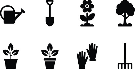Gardening tools and plants equipment set for backyard landscaping and organic horticulture maintenance © Iconic lab 