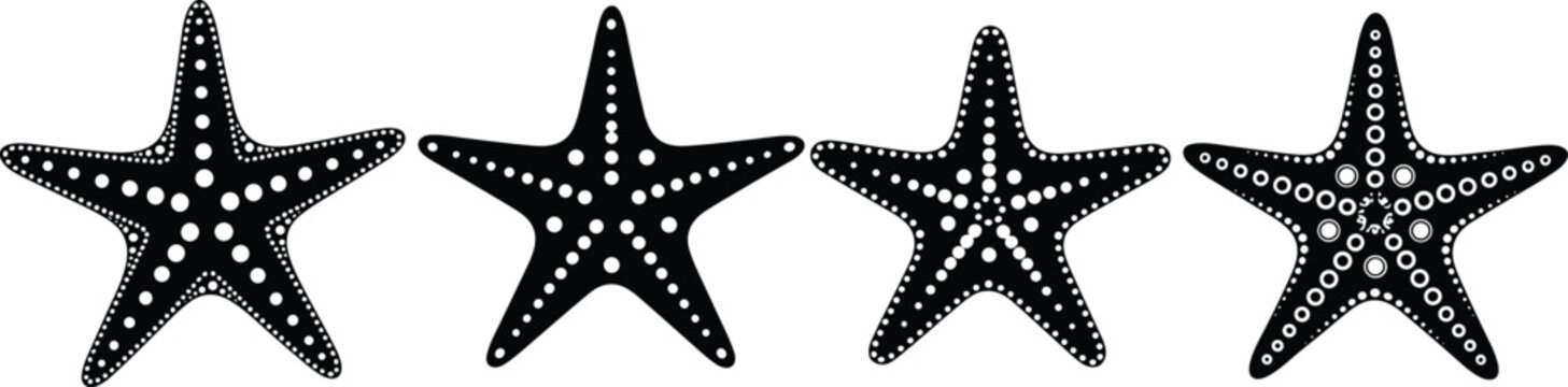 Black silhouette of four bats hanging upside down on a branch with white dots pattern