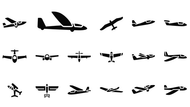 Unpowered aircraft silhouettes including various glider models and sailplane designs
