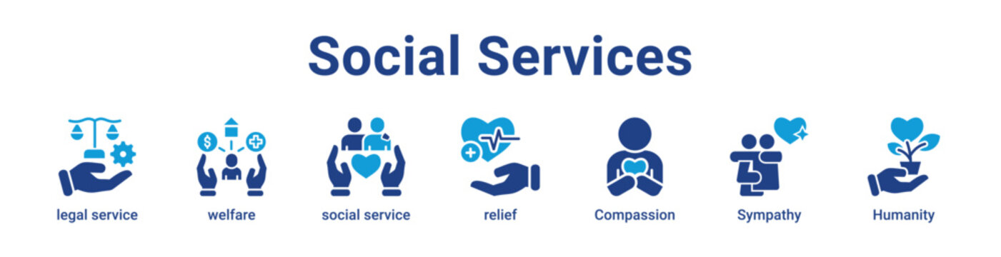 Social Services Icon Banner and Collection