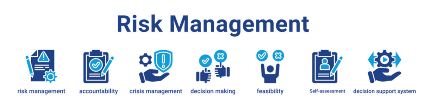 Risk Management Icon Banner and Collection