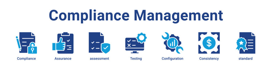 Fototapeta premium Compliance Management Icon Banner and Collection