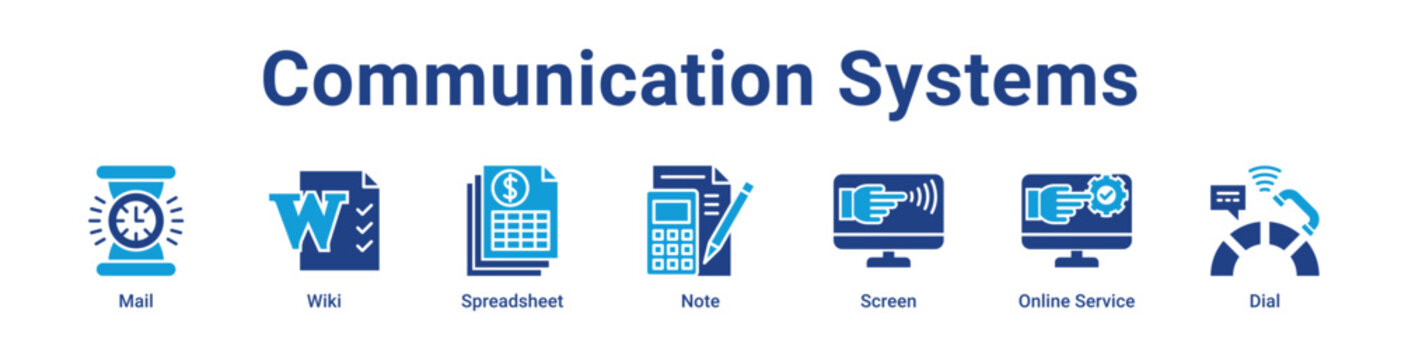 Communication Systems Icon Banner and Collection