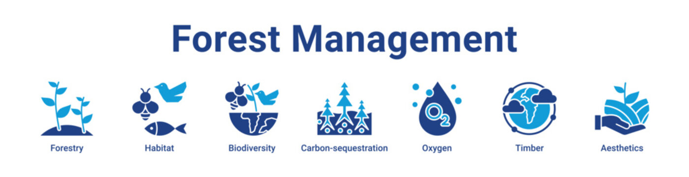 Forest Management Icon Banner and Collection