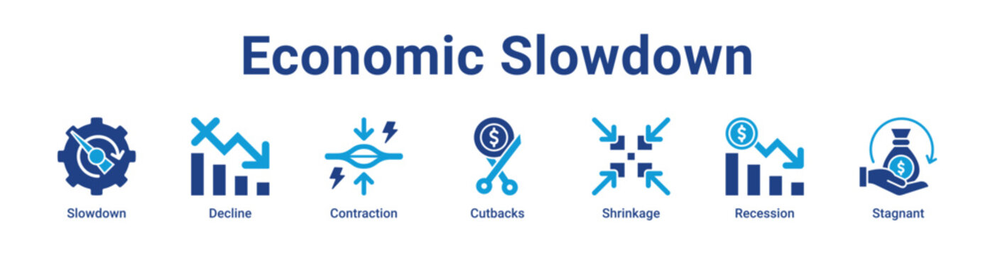 -Economic Slowdown Icon Banner and Collection