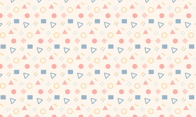 Obraz premium Geometric seamless pattern, geometric pattern, seamless pattern, pattern texture with triangle circle square shapes, repeat pattern for textile fabric wrapping paper wallpaper surface design. vector 