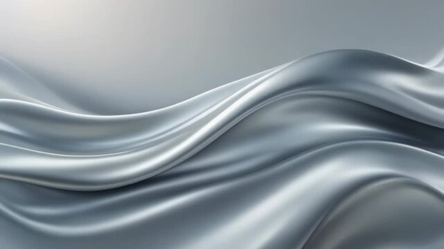 Elegant silver fabric flowing smoothly in gentle light with serene wave texture for luxury backgrounds